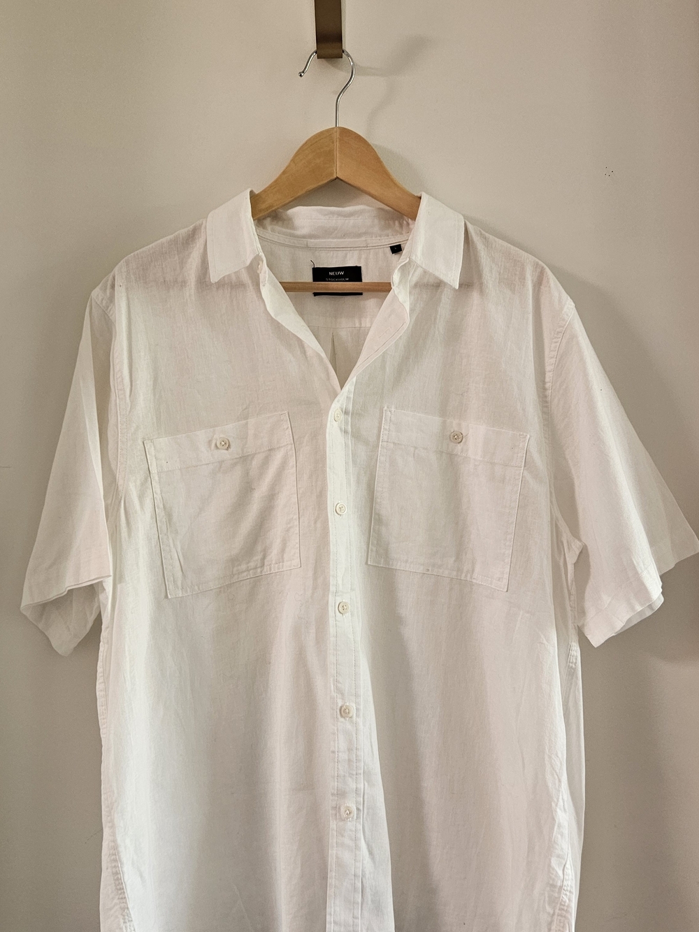 Neuw White Short Sleeve Casual Button-Down Shirt